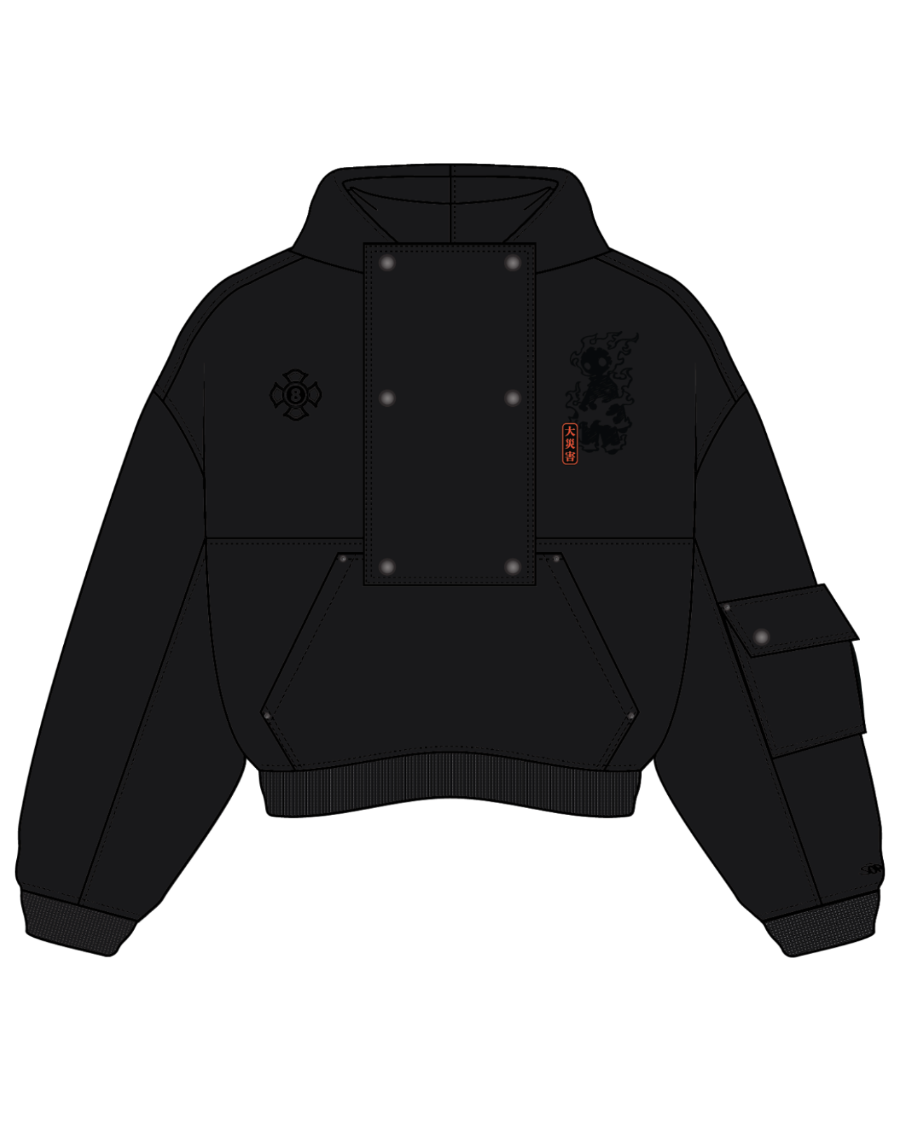 "Flame" Hoodie Black