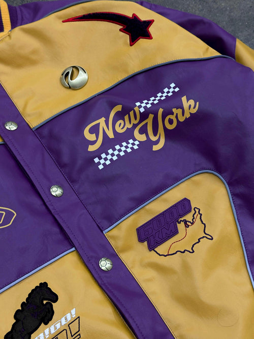 "ADVENTURES” Leather Jacket Yellow