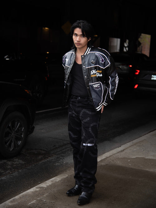 "ADVENTURES” Leather Jacket Black