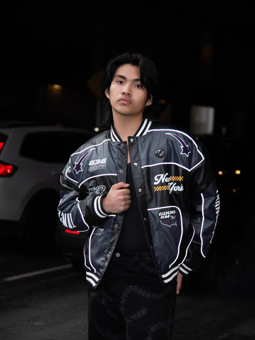 "ADVENTURES” Leather Jacket Black