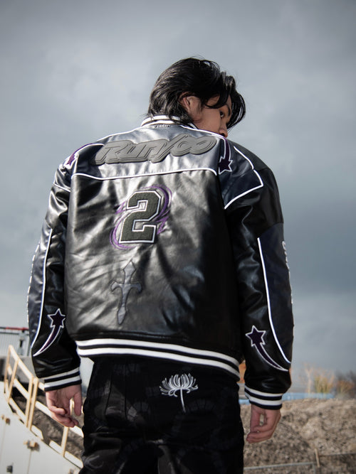 "ADVENTURES” Leather Jacket Black