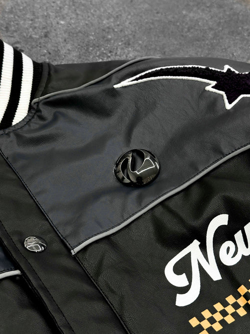 "ADVENTURES” Leather Jacket Black