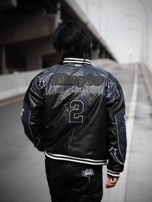 "ADVENTURES” Leather Jacket Black