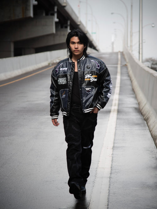 "ADVENTURES” Leather Jacket Black
