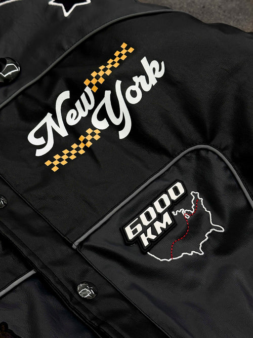 "ADVENTURES” Leather Jacket Black