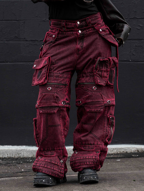 "SPIRAL" Cargo Pants (Red)