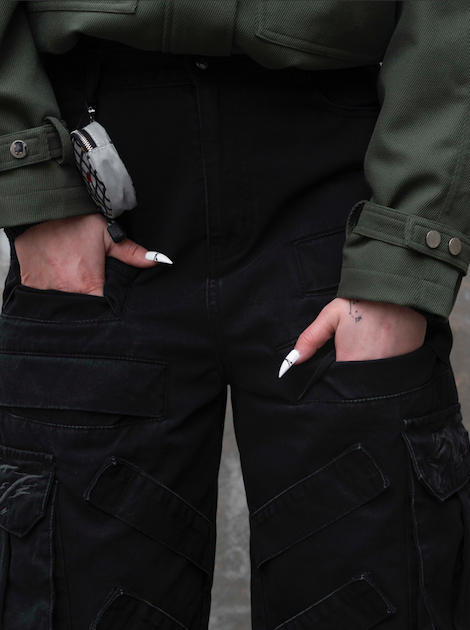 "DRAGON" Cargo Pants Black