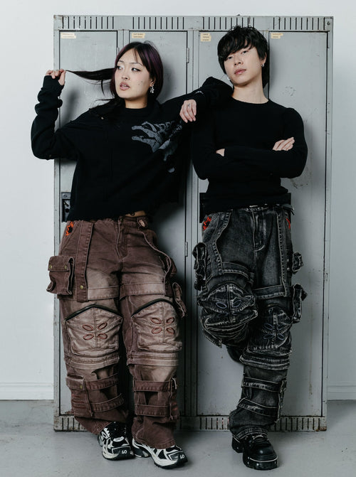 "ACADEMY" Cargo Pants Black